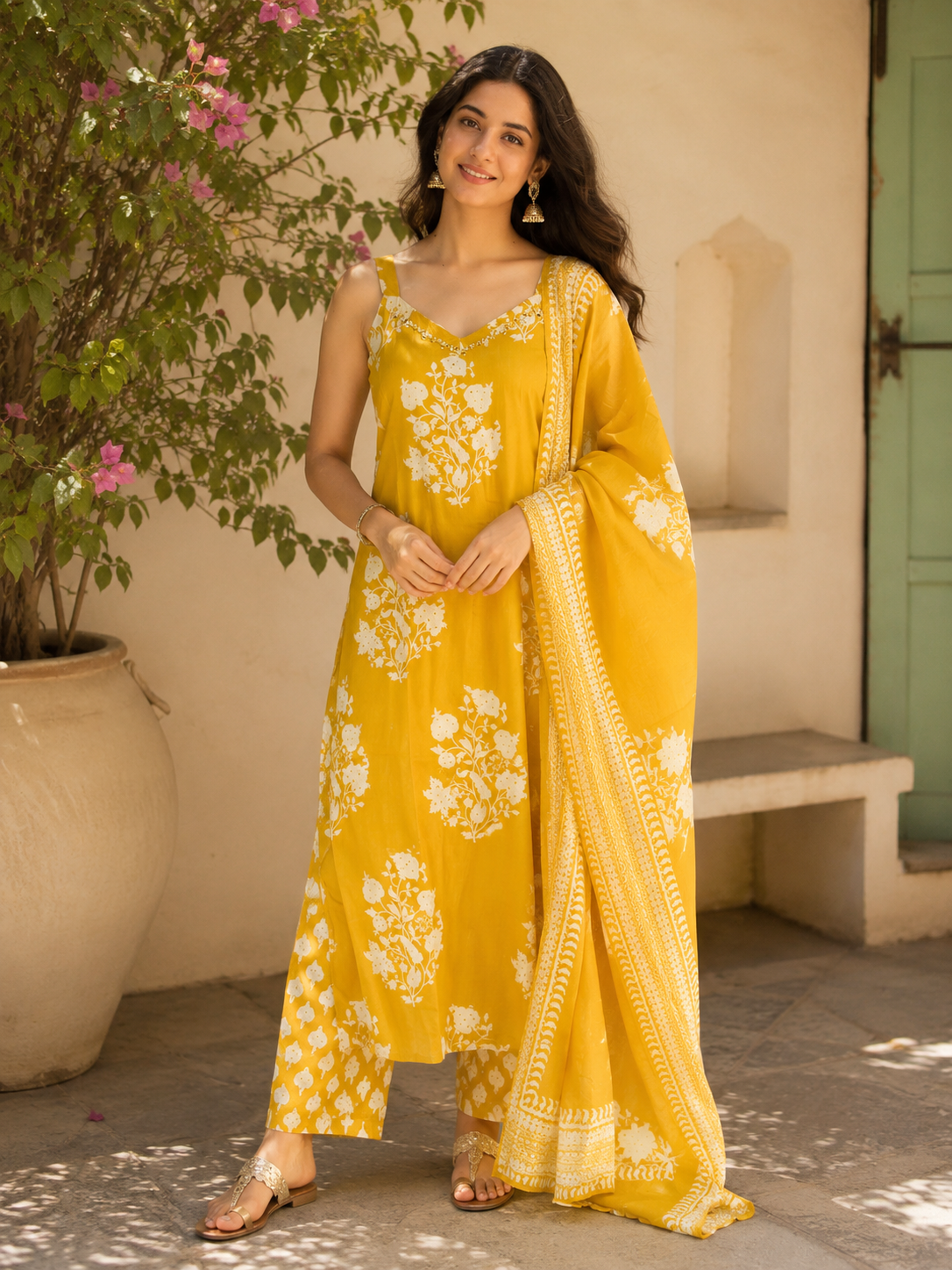 Sunshine Floral Cotton Suit Set
