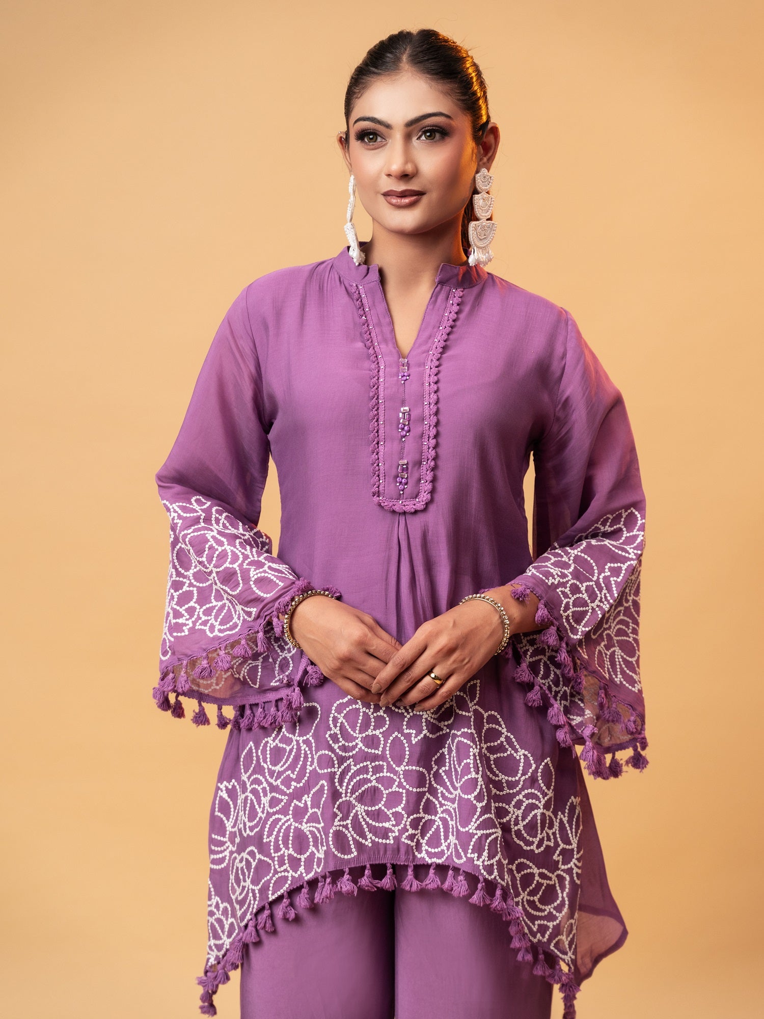 Lavender Tassel Flared Co-ord Set