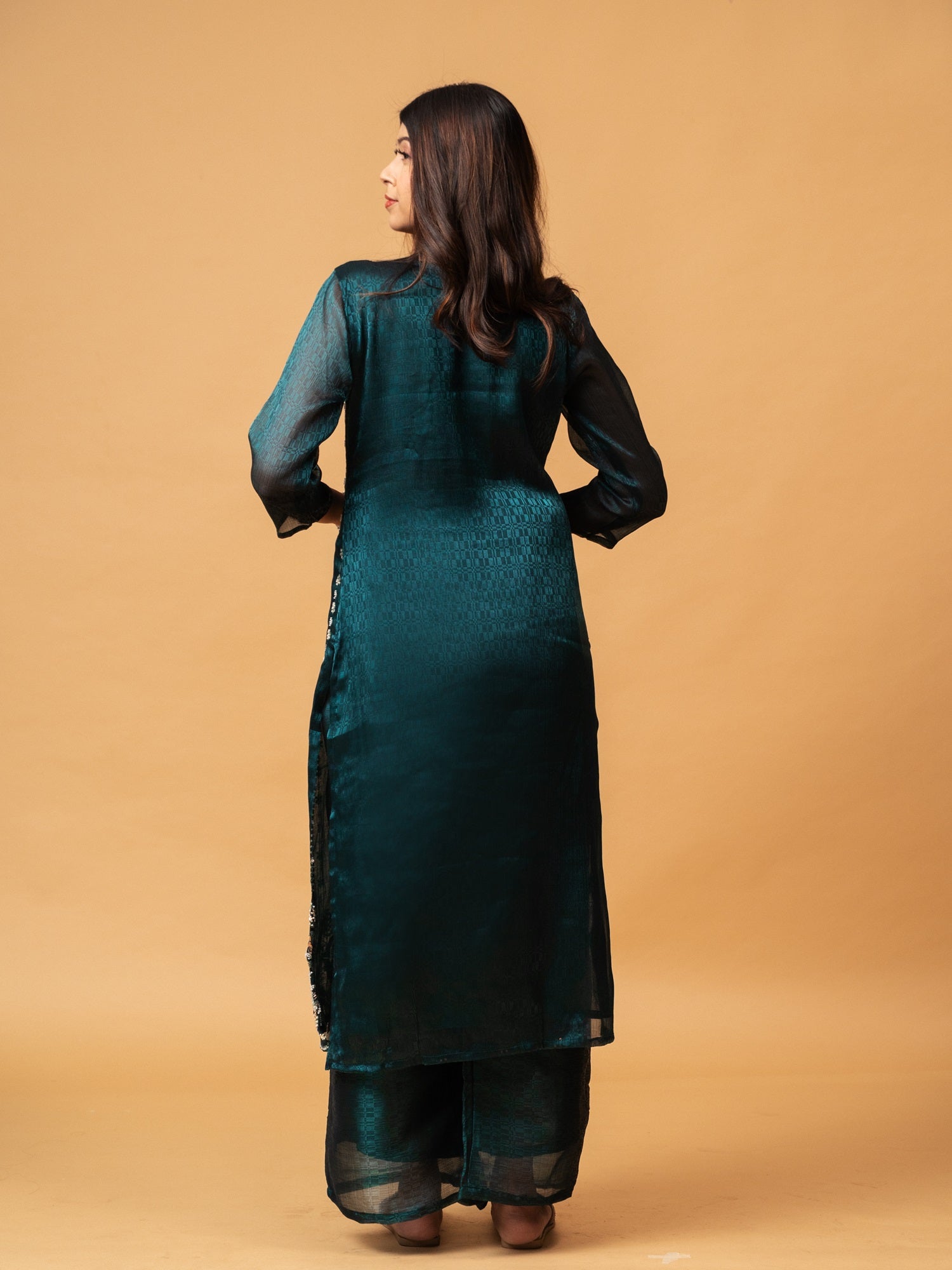 Teal Garden Full Handwork Jimmy Choo Suit Set