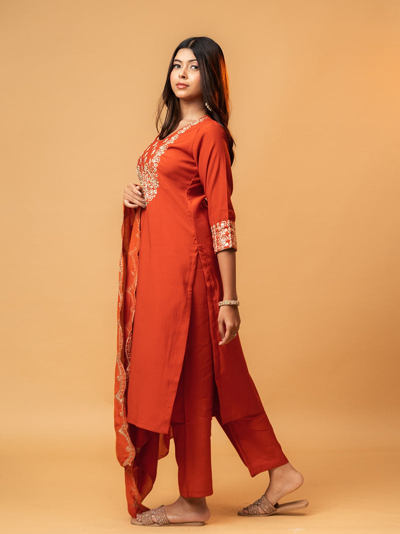 Elegant Zari-Embroidered Suit Set