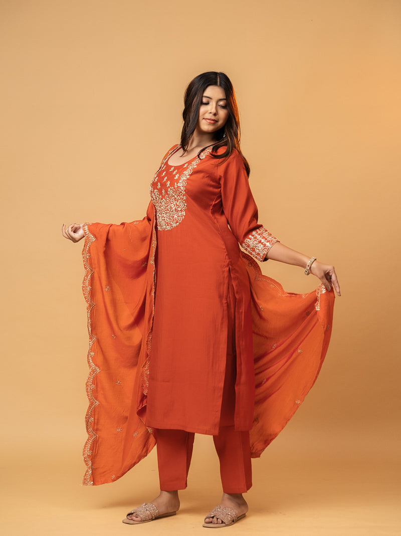 Elegant Zari-Embroidered Suit Set