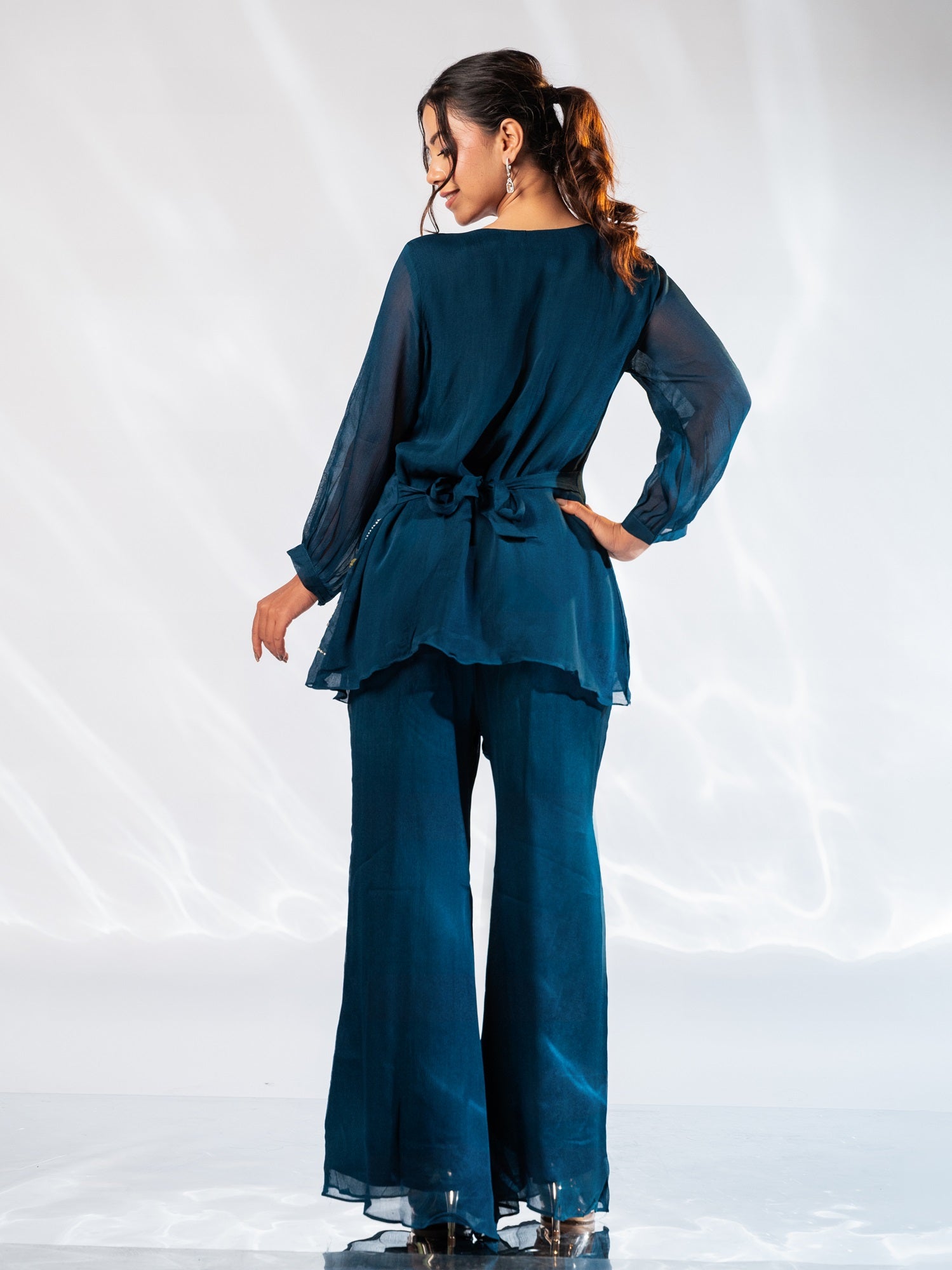 Blue Bloom Handwork Embroidered Co-ord Set