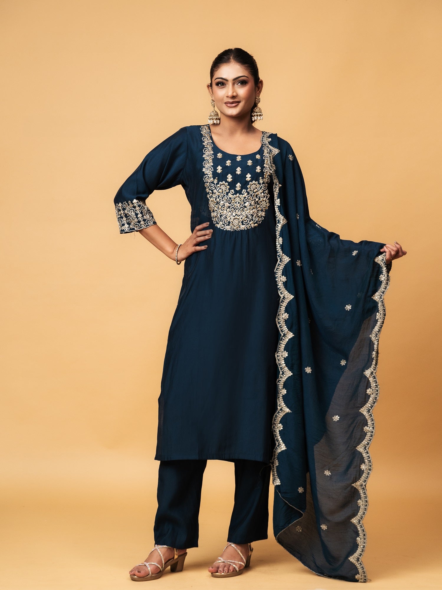 Elegant Zari-Embroidered Suit Set