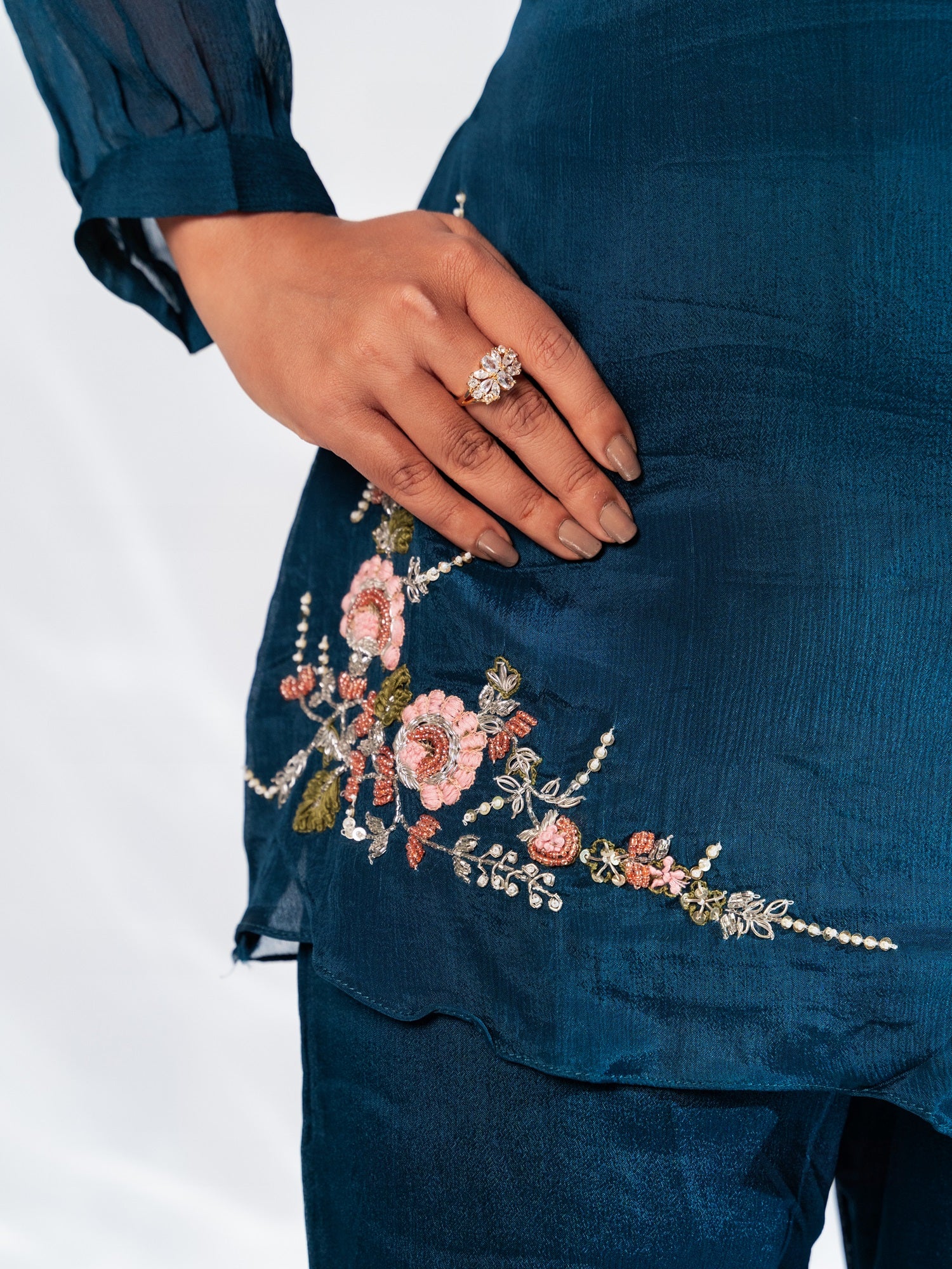 Blue Bloom Handwork Embroidered Co-ord Set