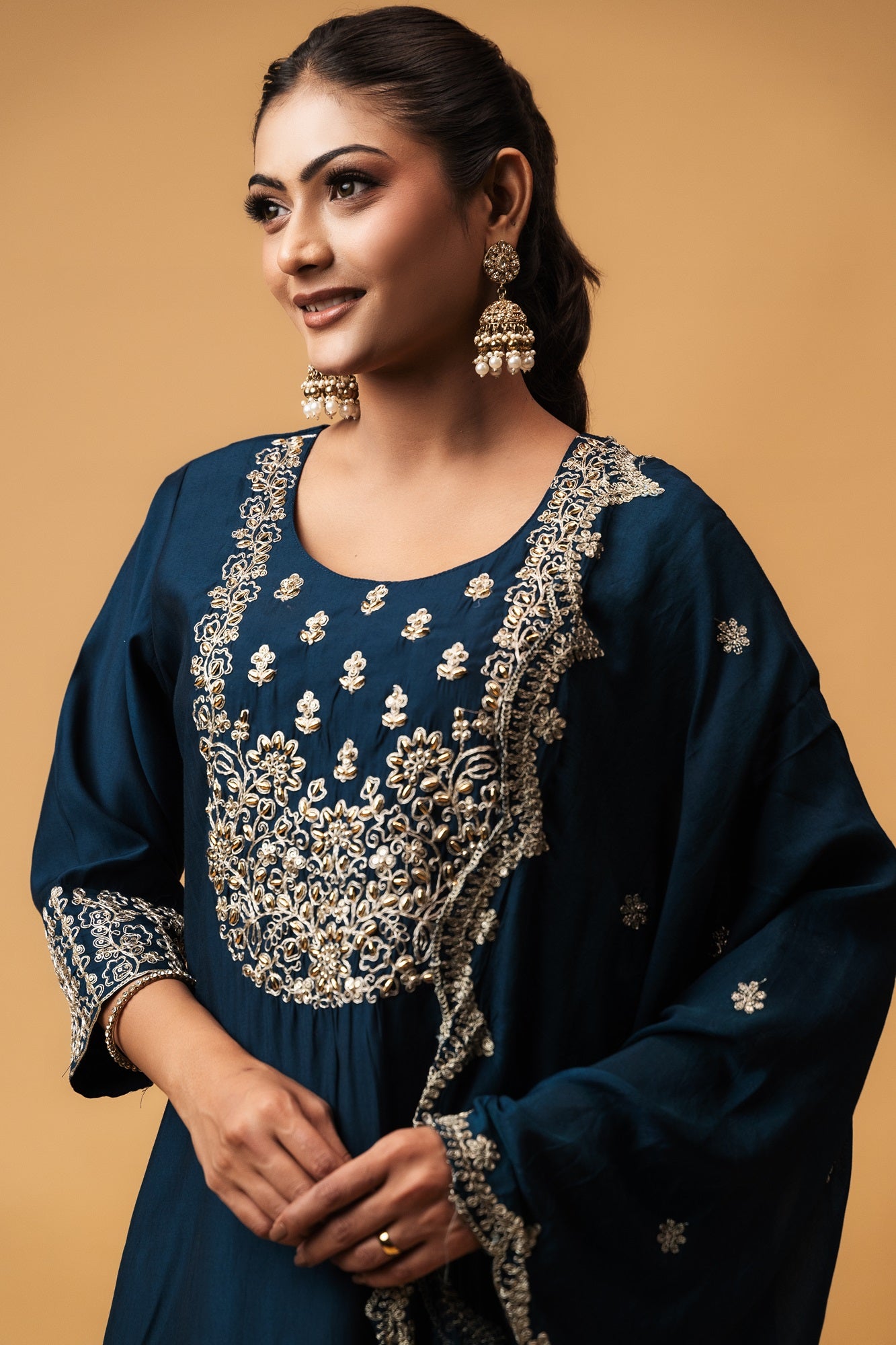 Elegant Zari-Embroidered Suit Set