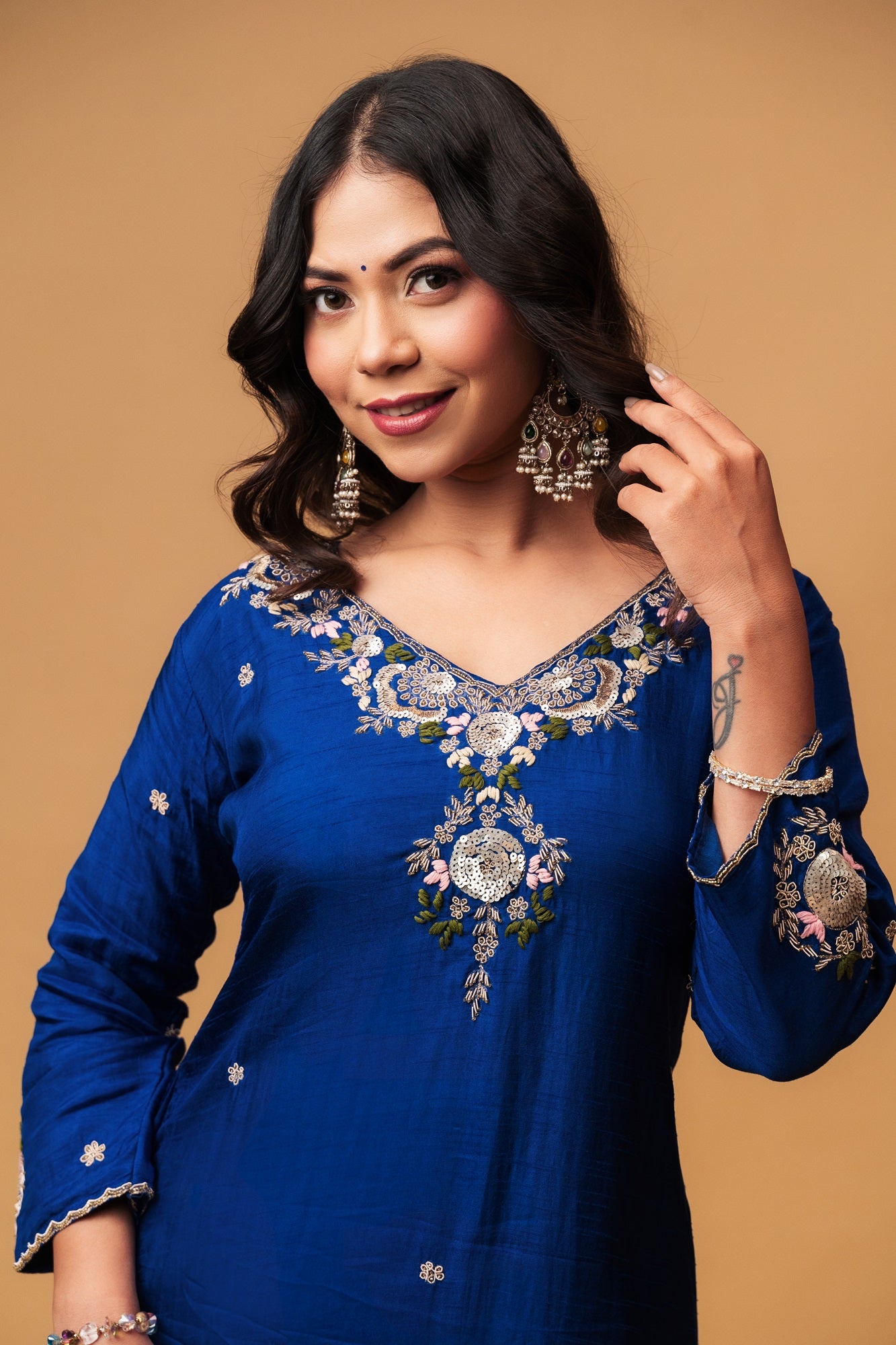 Rich Royal Blue Embroidered Suit Set
