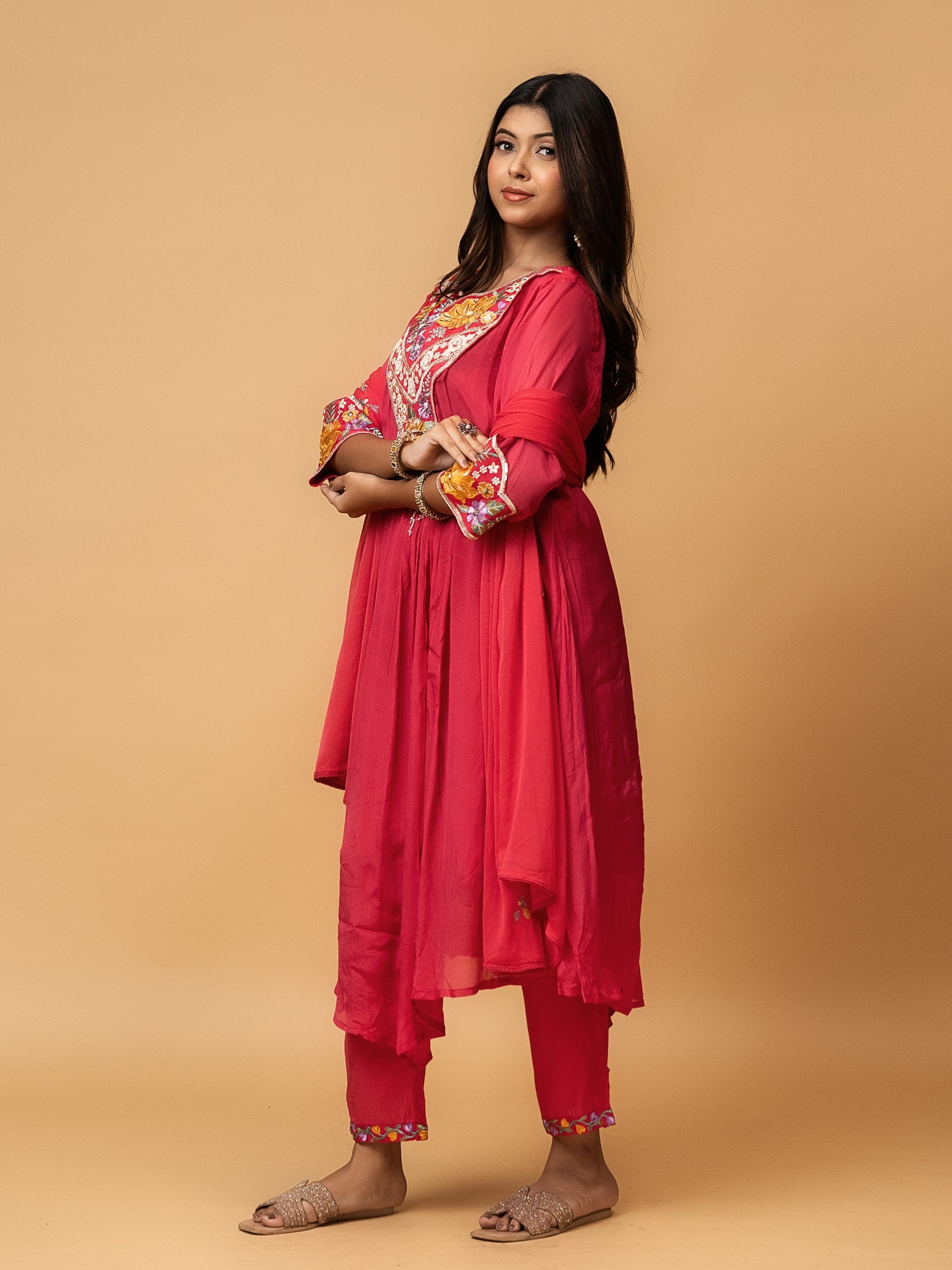 Pink Embroidered Suit Set