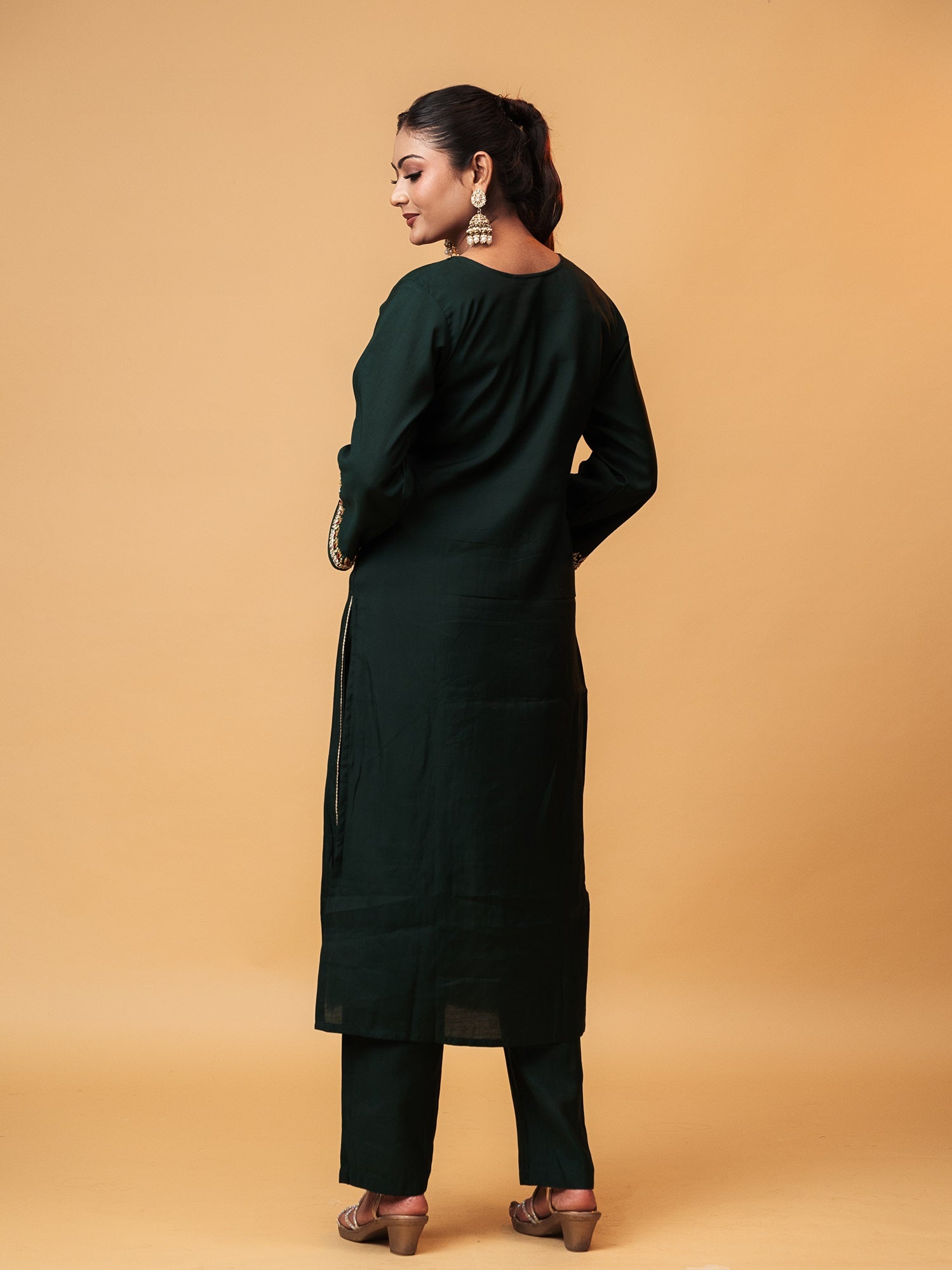 Deep Emerald Aari-Embroidered Suit Set