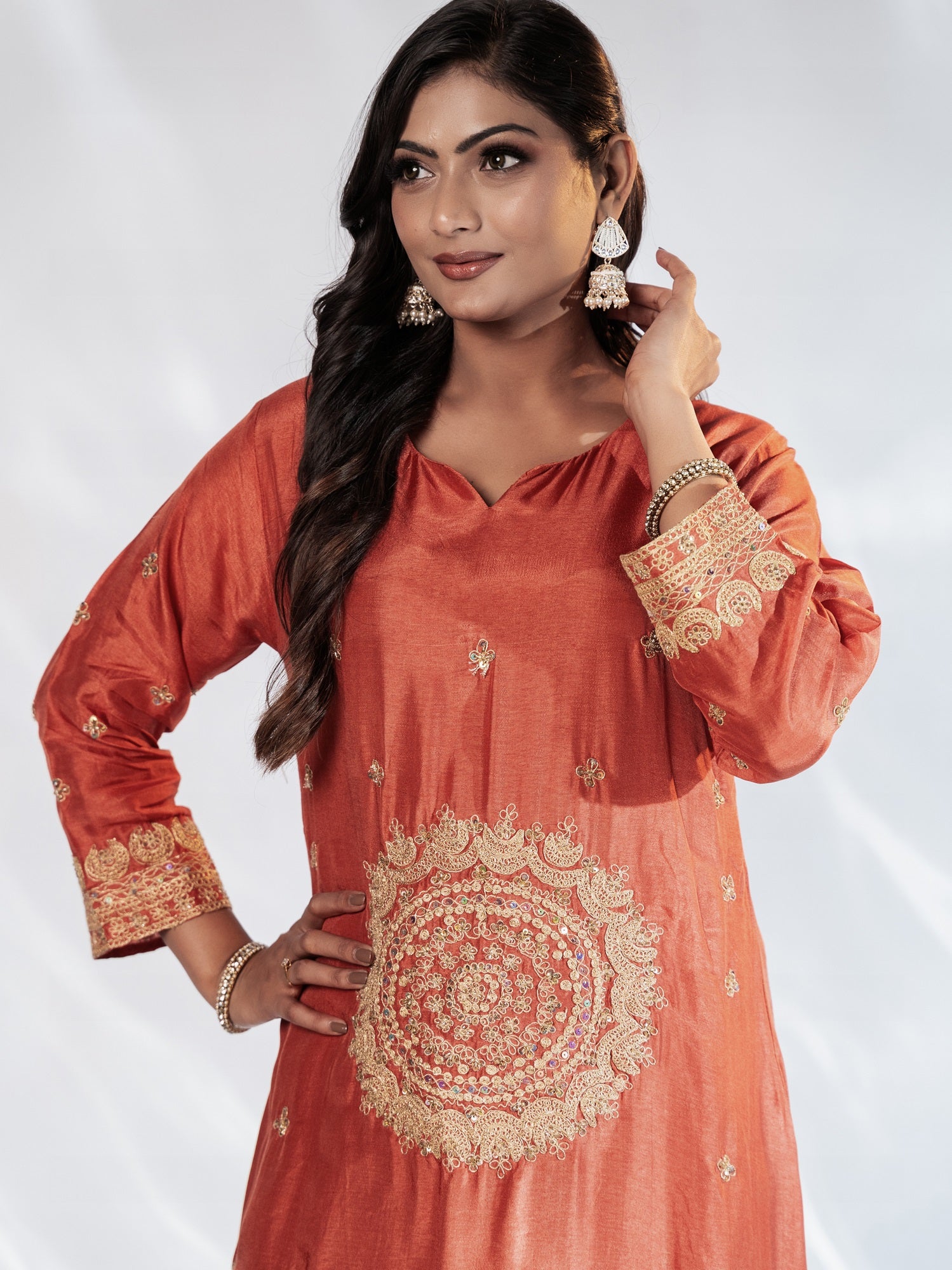 Rust Orange Ethnic Suit Set