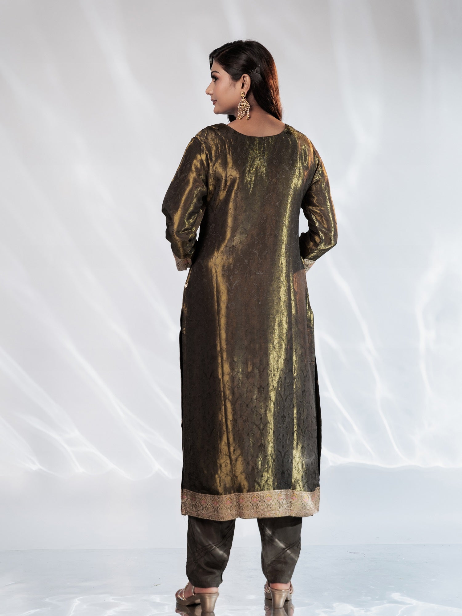 Mehendi Green Zari Shimmer Suit Set