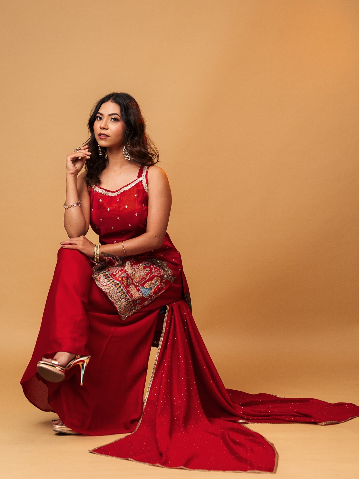 Scarlet Red Figures Heritage Sharara Set