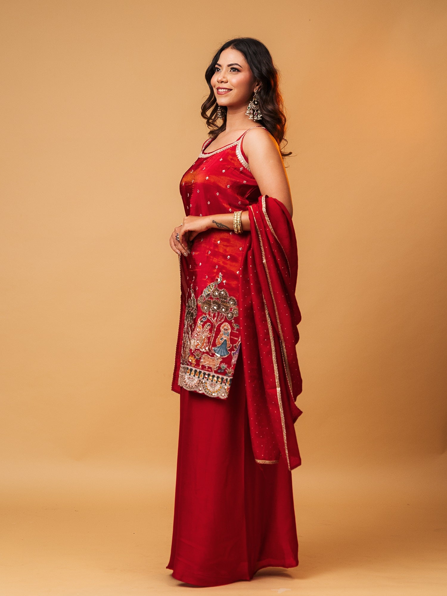 Scarlet Red Figures Heritage Sharara Set