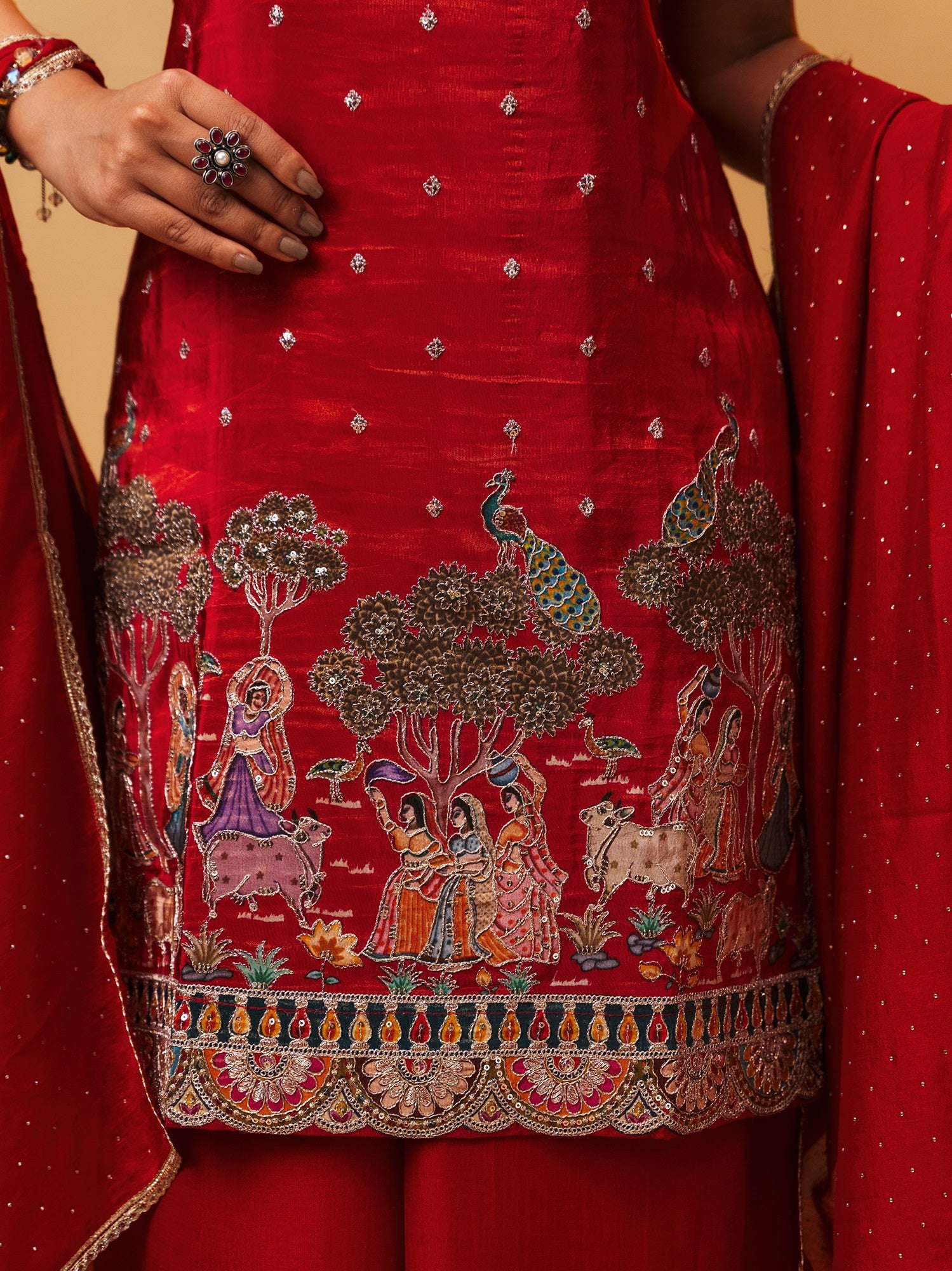 Scarlet Red Figures Heritage Sharara Set