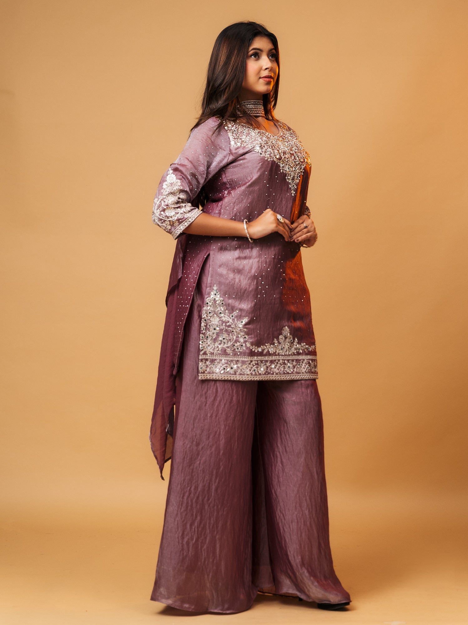 Luxe Glitter Zari-Embroidered Sharara Suit Set