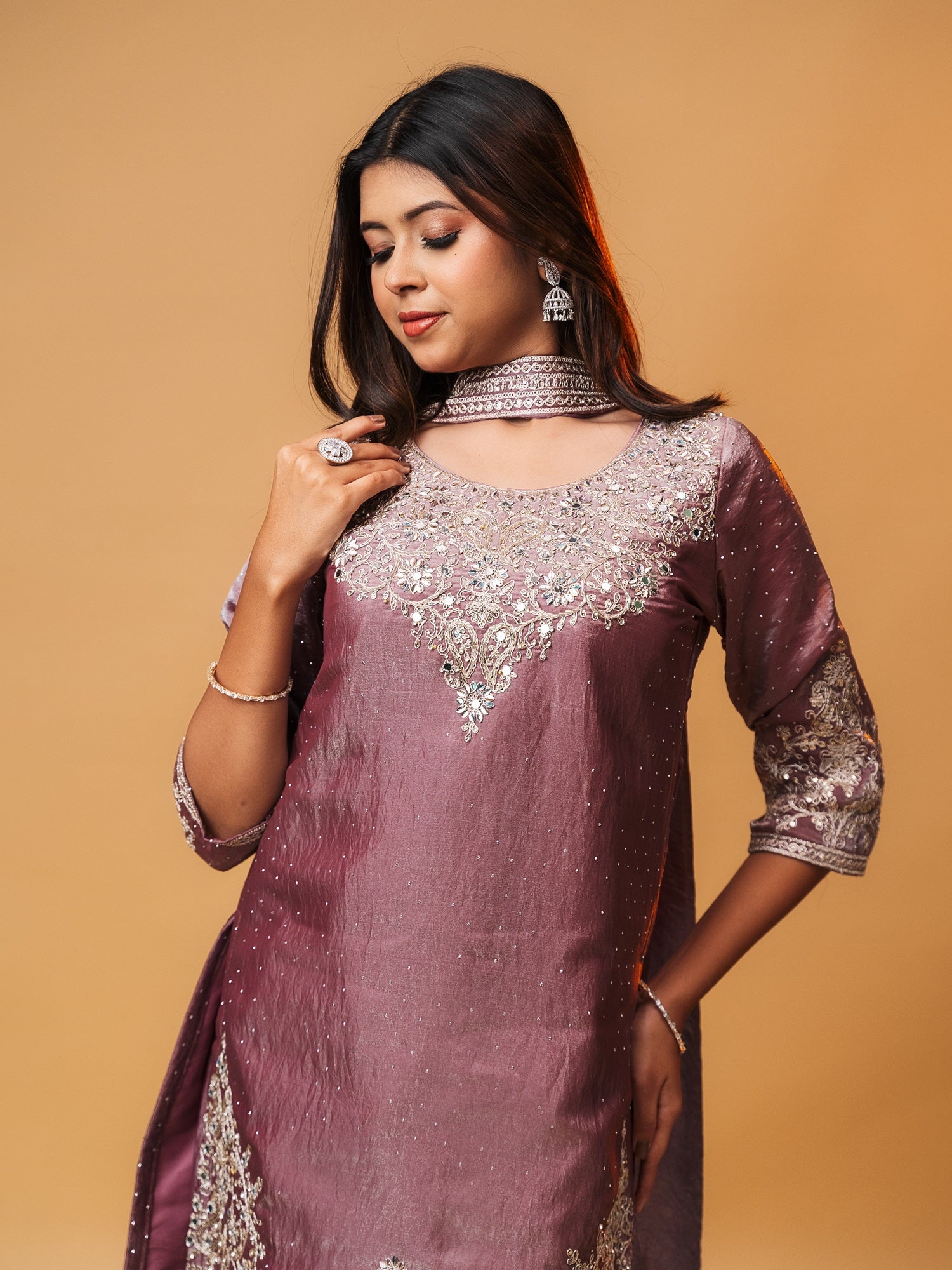 Luxe Glitter Zari-Embroidered Sharara Suit Set