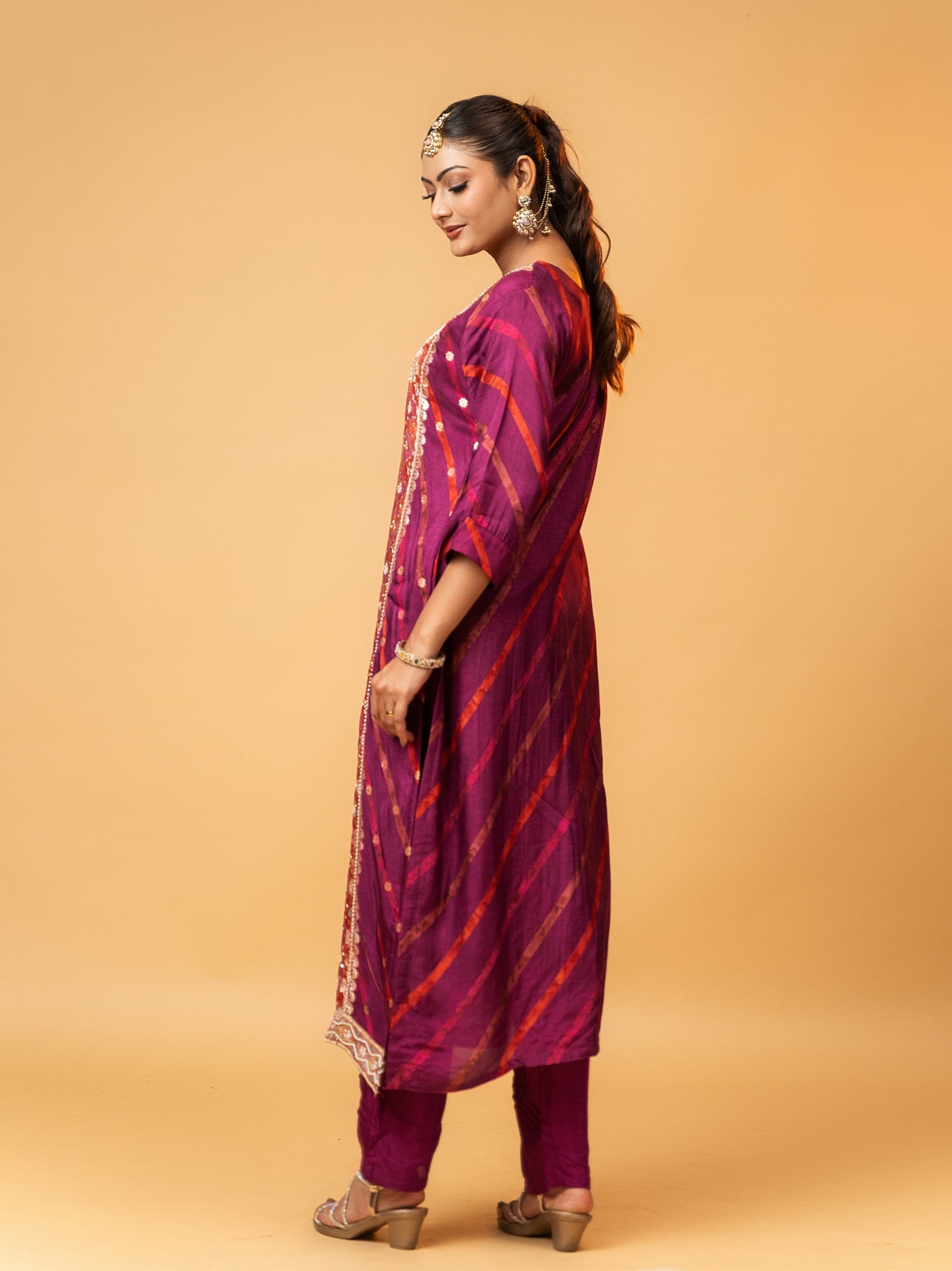 Royal Magenta Premium Zari Silk Suit Set