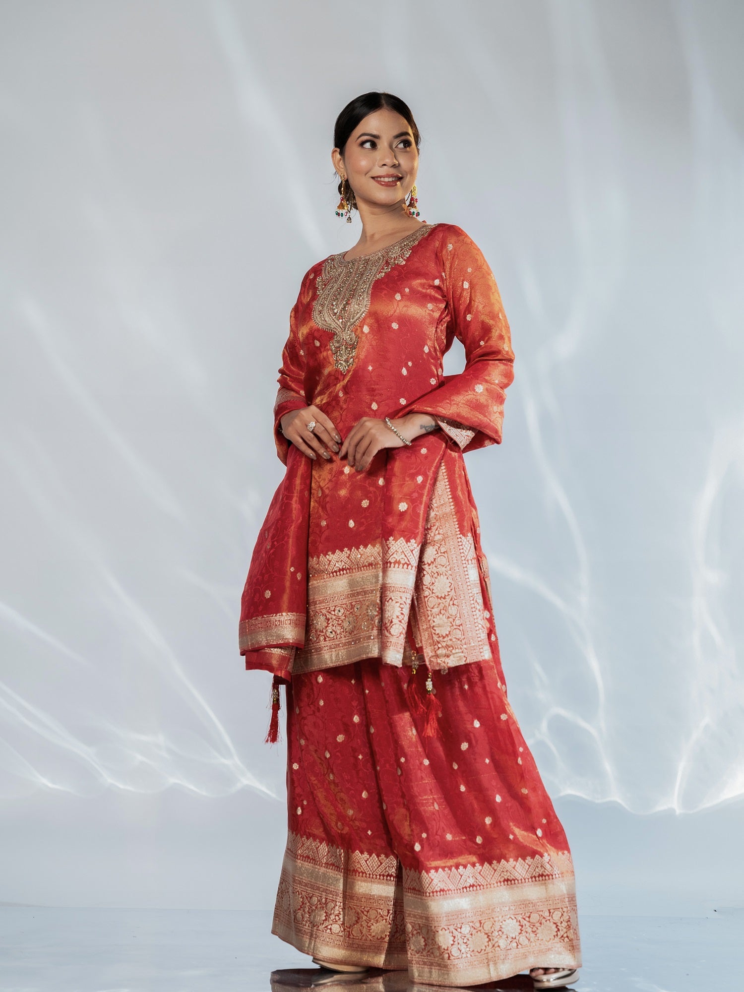 Zari-Weave Banarasi Festive Sharara Suit Set