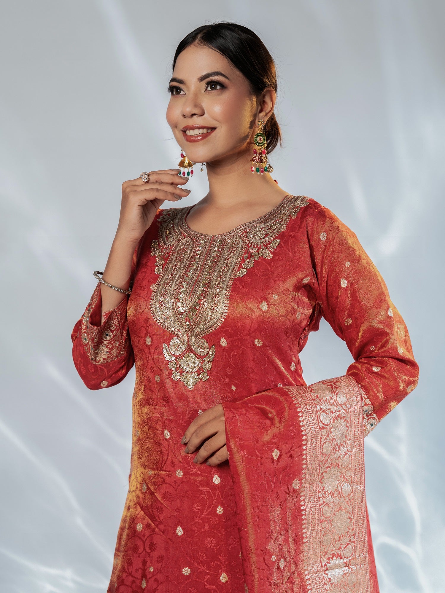 Zari-Weave Banarasi Festive Sharara Suit Set