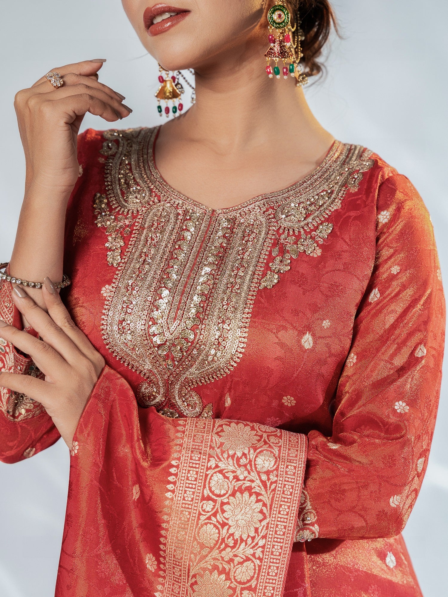 Zari-Weave Banarasi Festive Sharara Suit Set