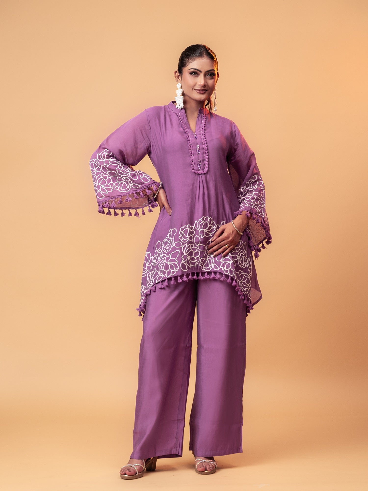 Lavender Tassel Flared Co-ord Set