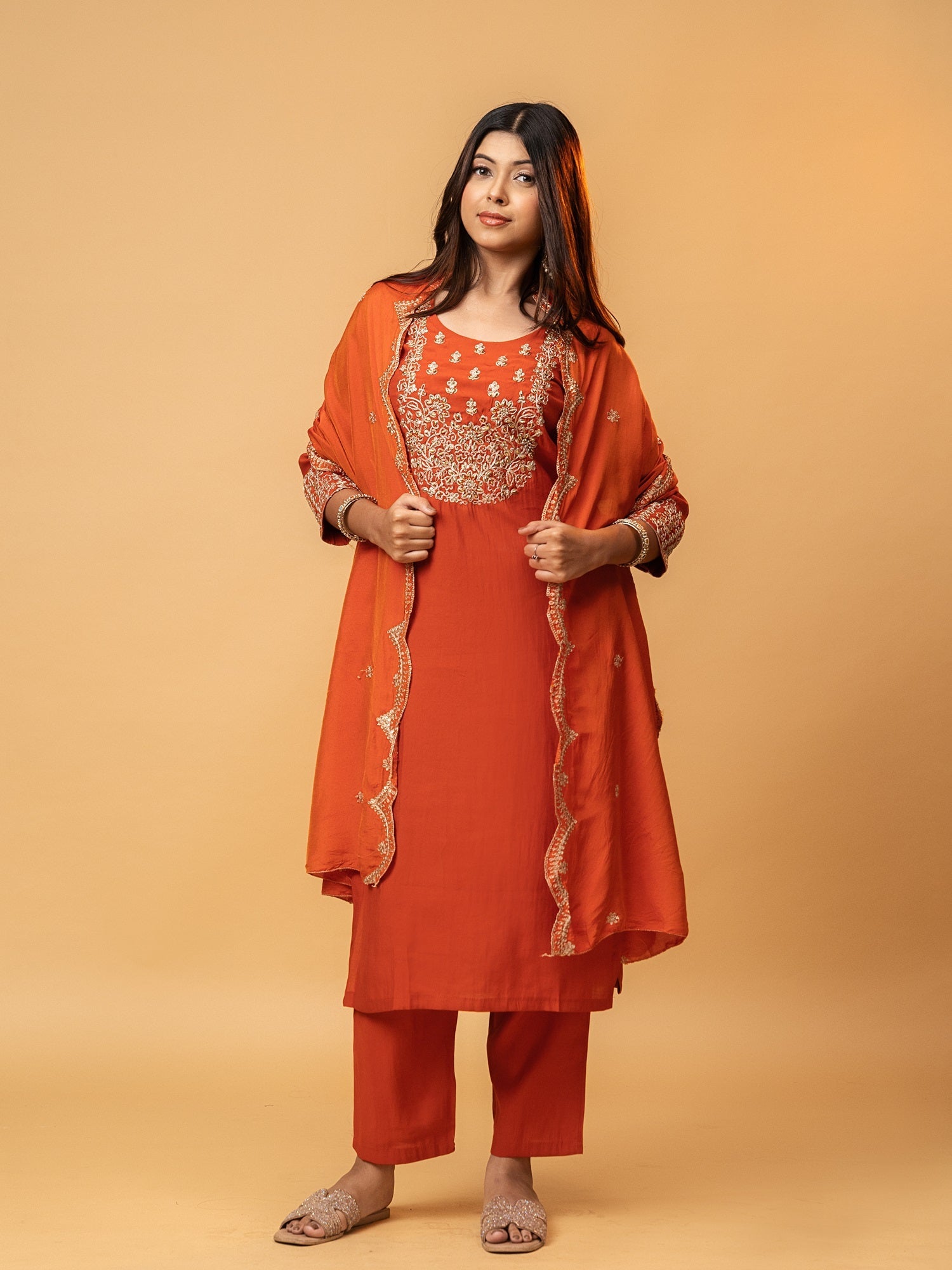 Elegant Zari-Embroidered Suit Set