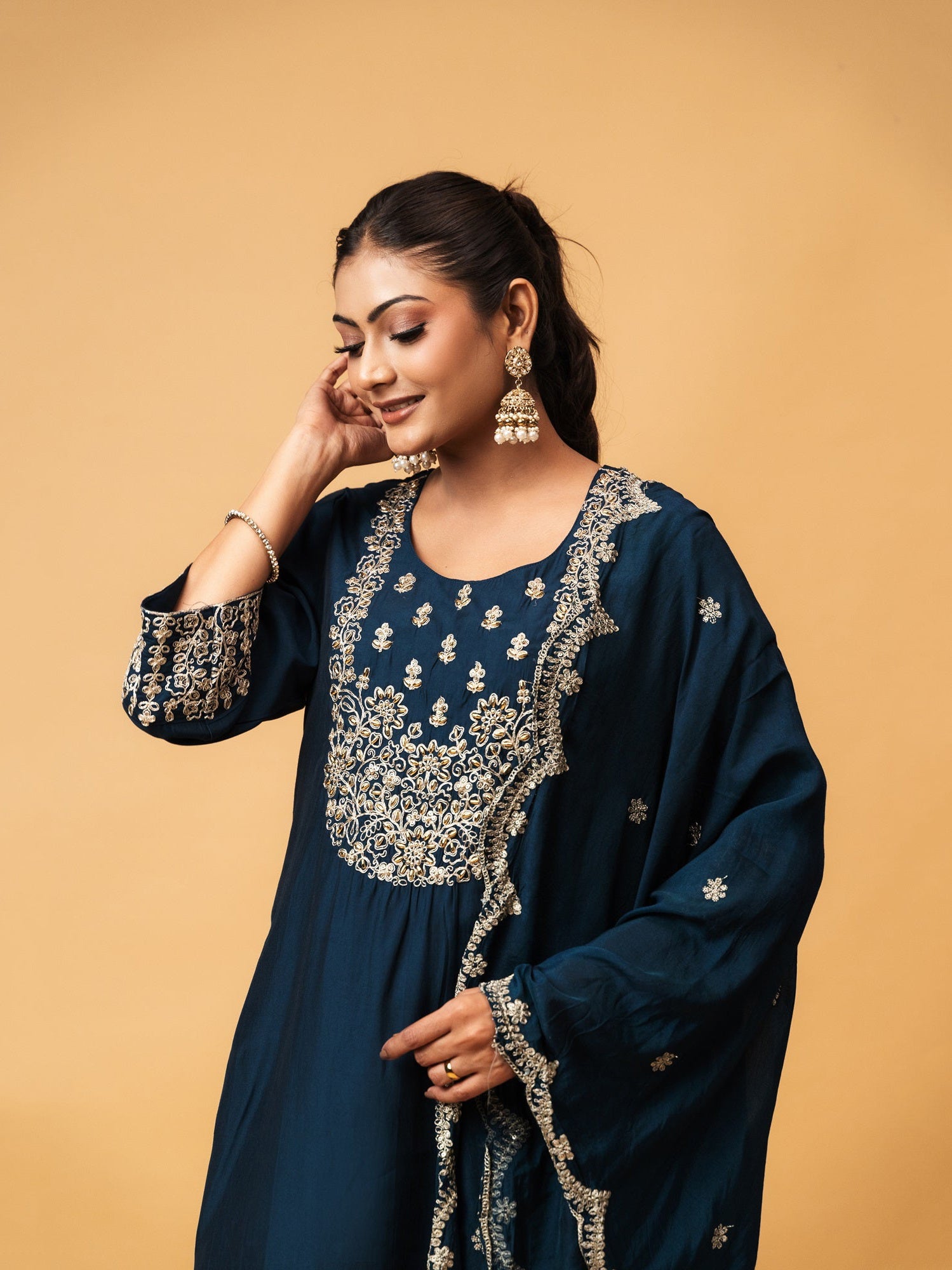 Elegant Zari-Embroidered Suit Set