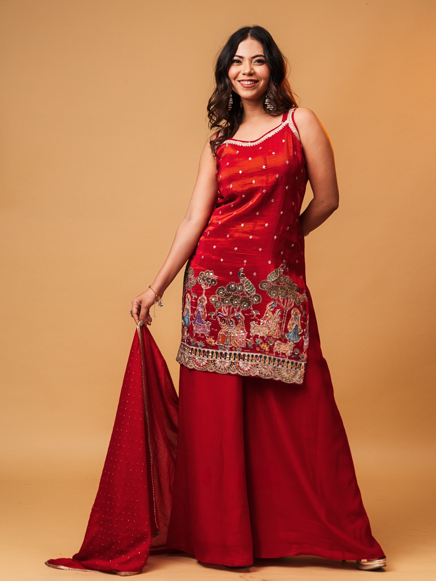 Scarlet Red Figures Heritage Sharara Set