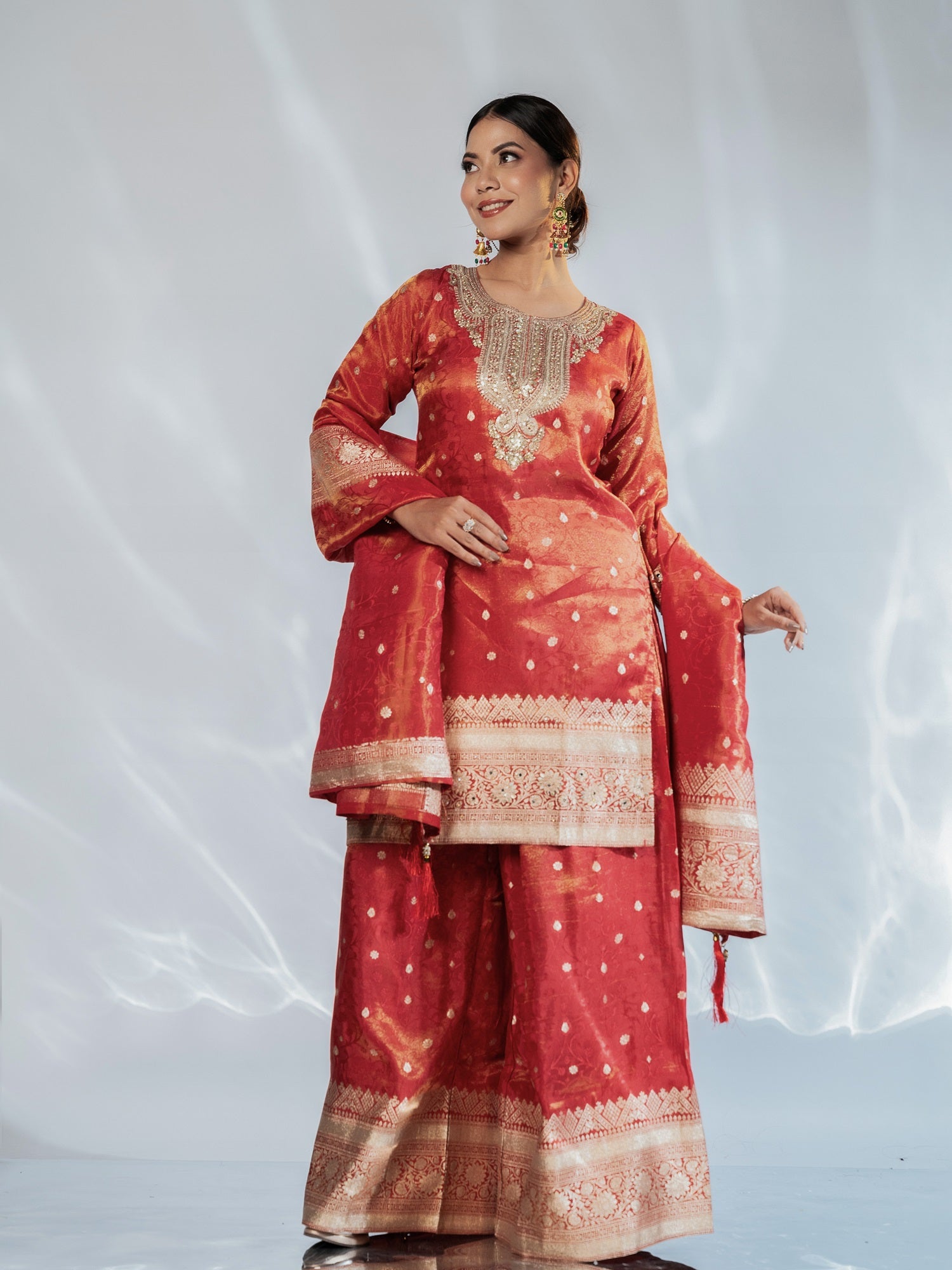 Zari-Weave Banarasi Festive Sharara Suit Set