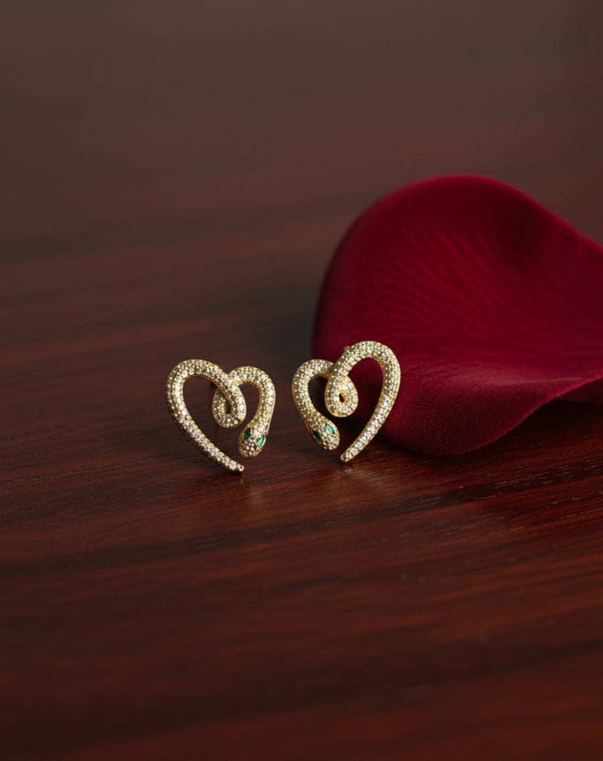 Emerald Serpent Heart-Swirl Studs