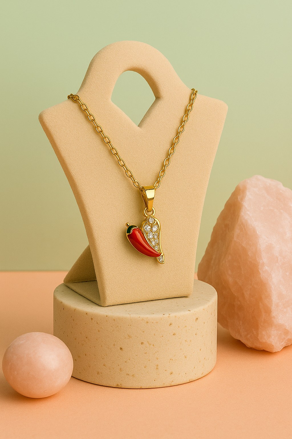 Crystal Chili Charm Necklace