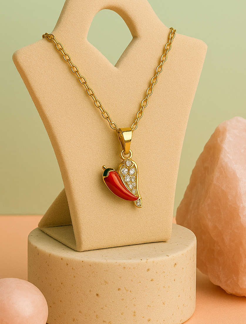 Crystal Chili Charm Necklace