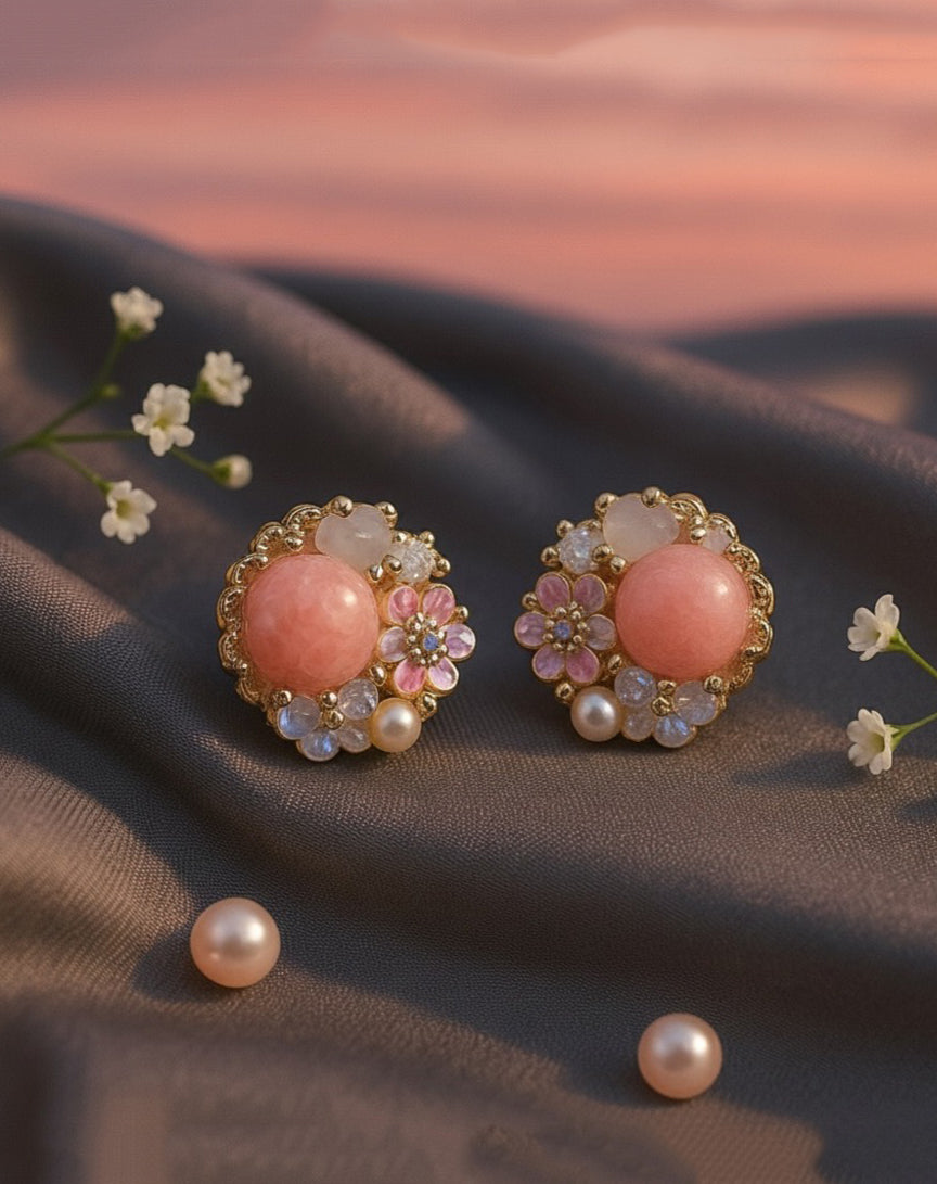 Blush Garden Pearl-Cluster Studs