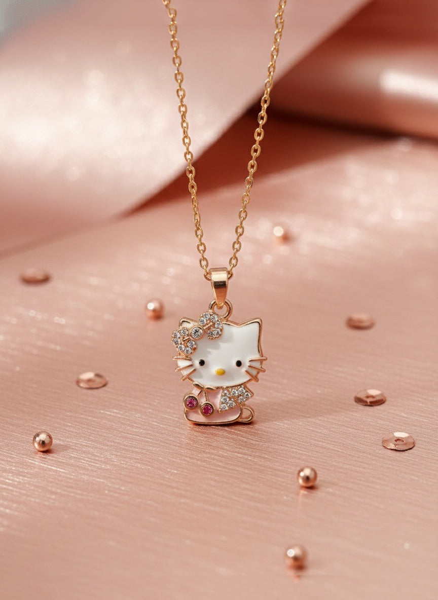 Sweet Bow Kitty Pendant Necklace