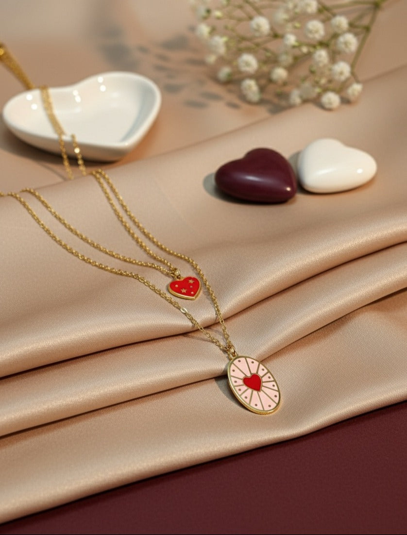 Dual-chain Heart Charms Necklace