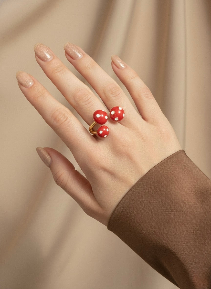 Playful Polka Mushroom Ring