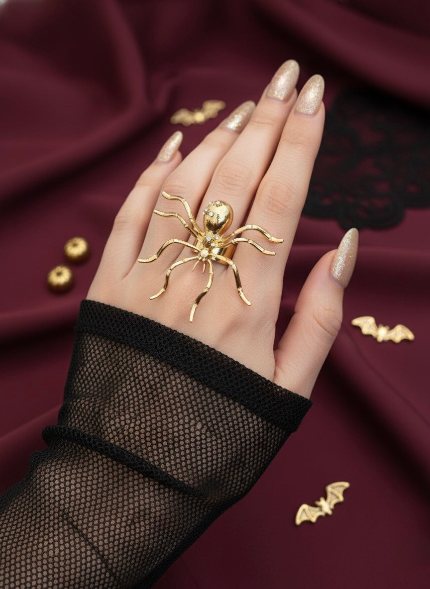 Golden Spider Statement Ring