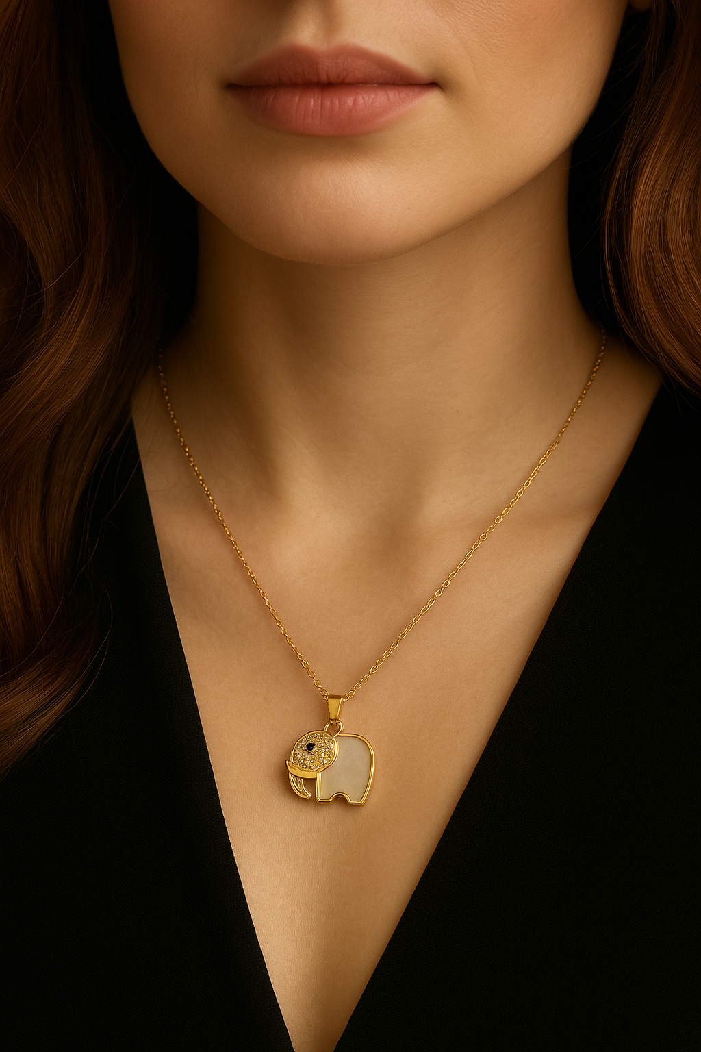 Pearl Glow Elephant Necklace
