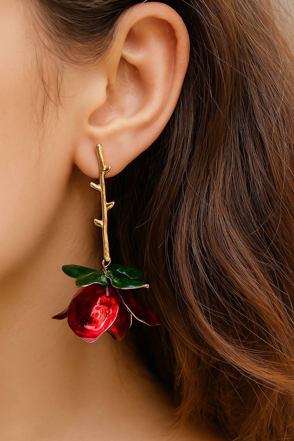 Crimson Bloom Drop Earrings
