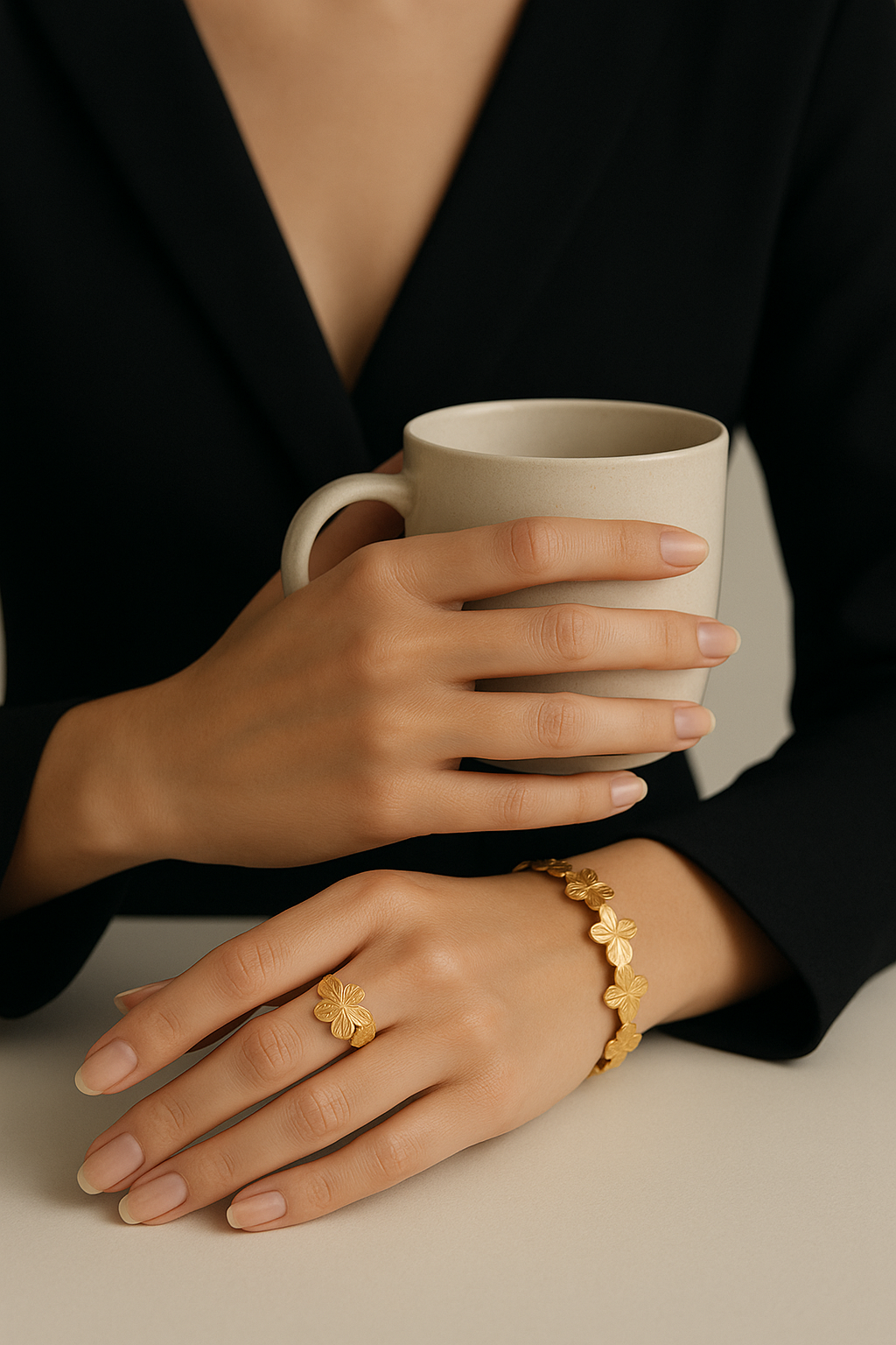 Golden Blossom Bracelet & Ring Set