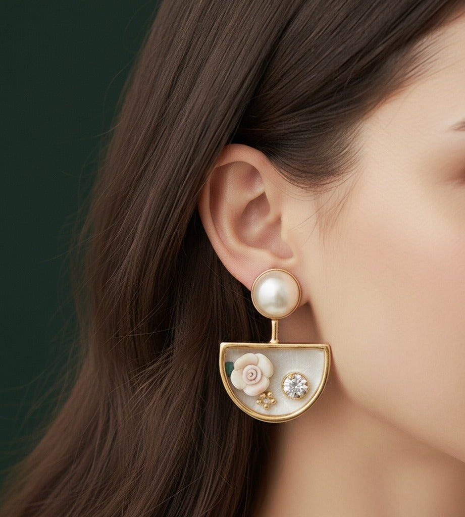 Blossom Pearl-Top Drop Earrings