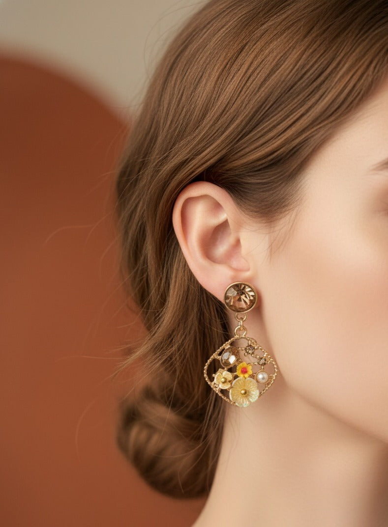 Honey Vintage Floral Drop Earrings
