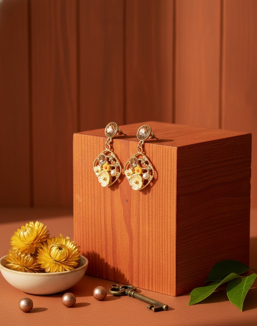 Honey Vintage Floral Drop Earrings