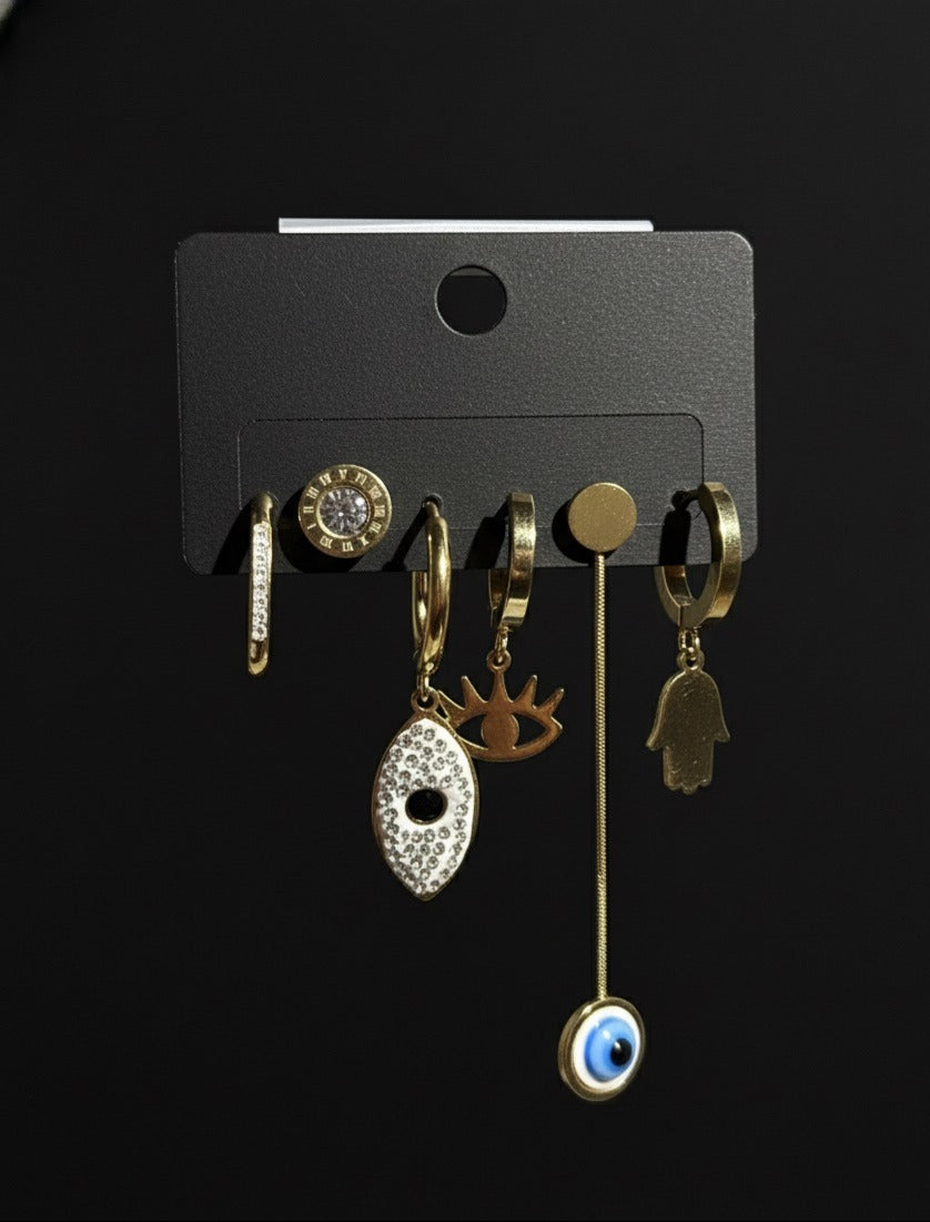 Evil-eye Charm Mix-Match Earring Set