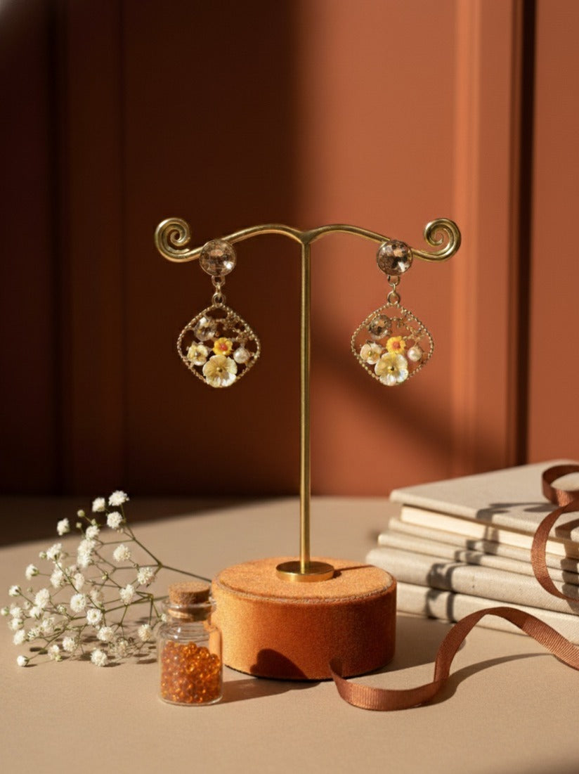 Honey Vintage Floral Drop Earrings