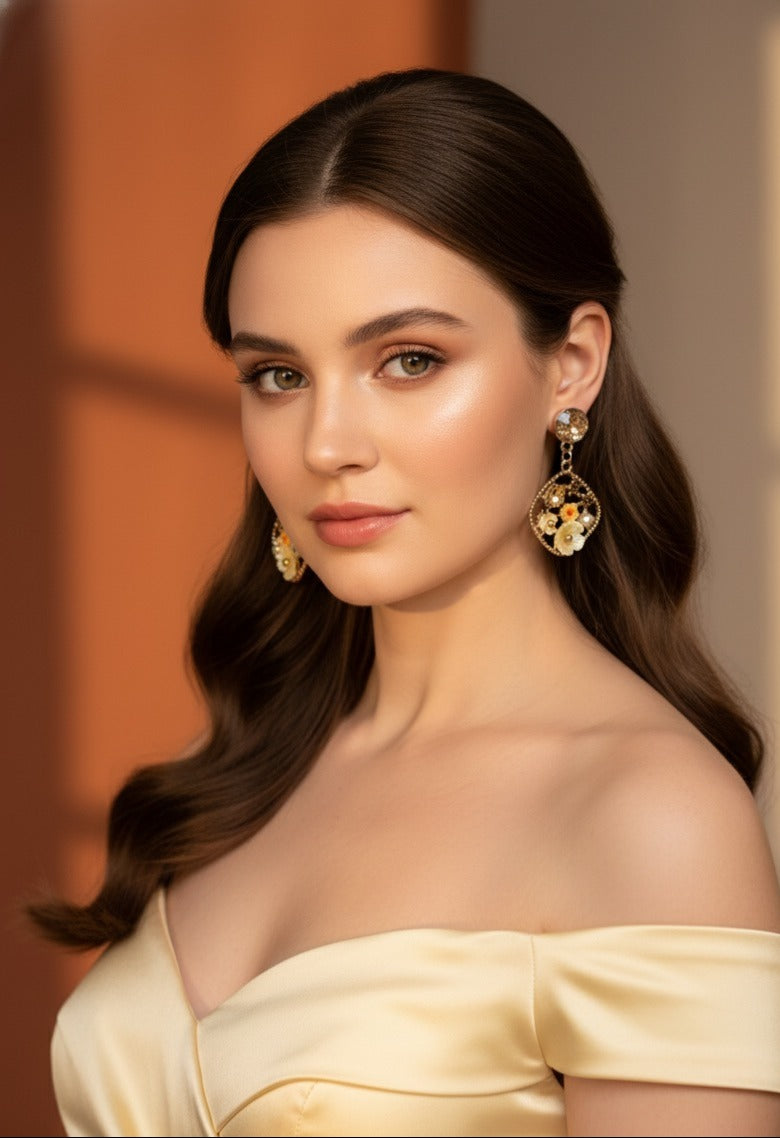 Honey Vintage Floral Drop Earrings