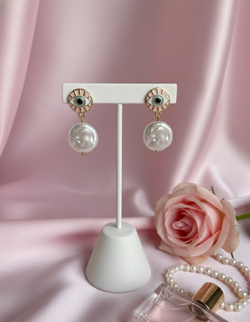 Evil-eye Pearl-Drop Earrings