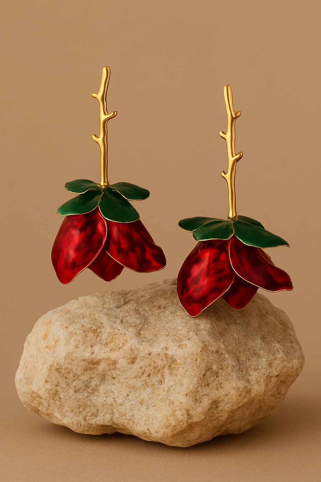 Crimson Bloom Drop Earrings