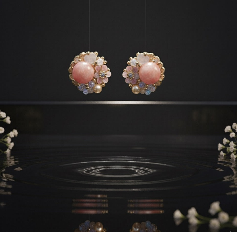 Blush Garden Pearl-Cluster Studs