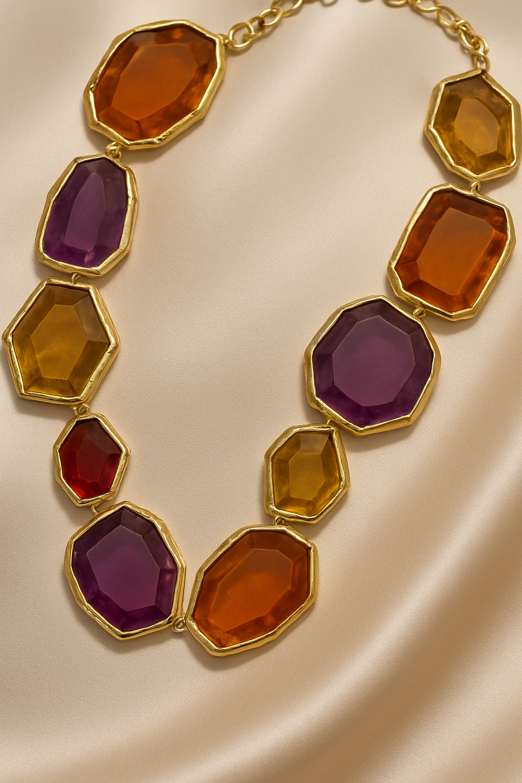 Sunset Gem Glass Necklace Set