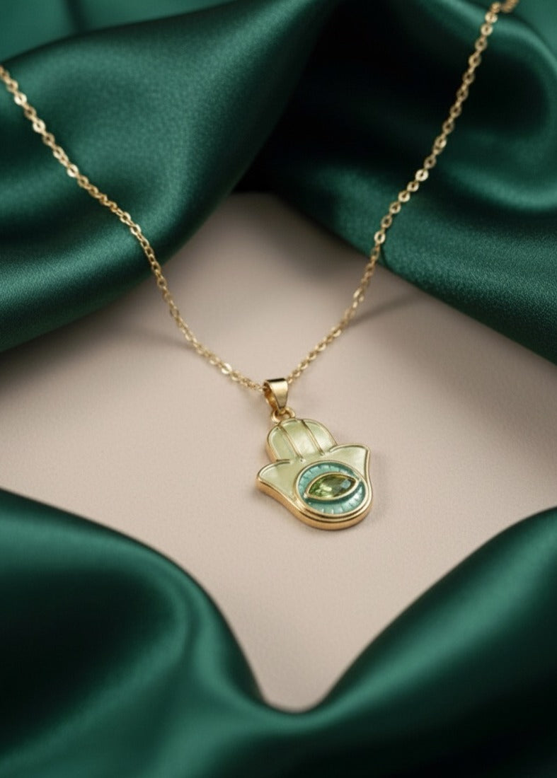 Golden Hamsa Aura Necklace